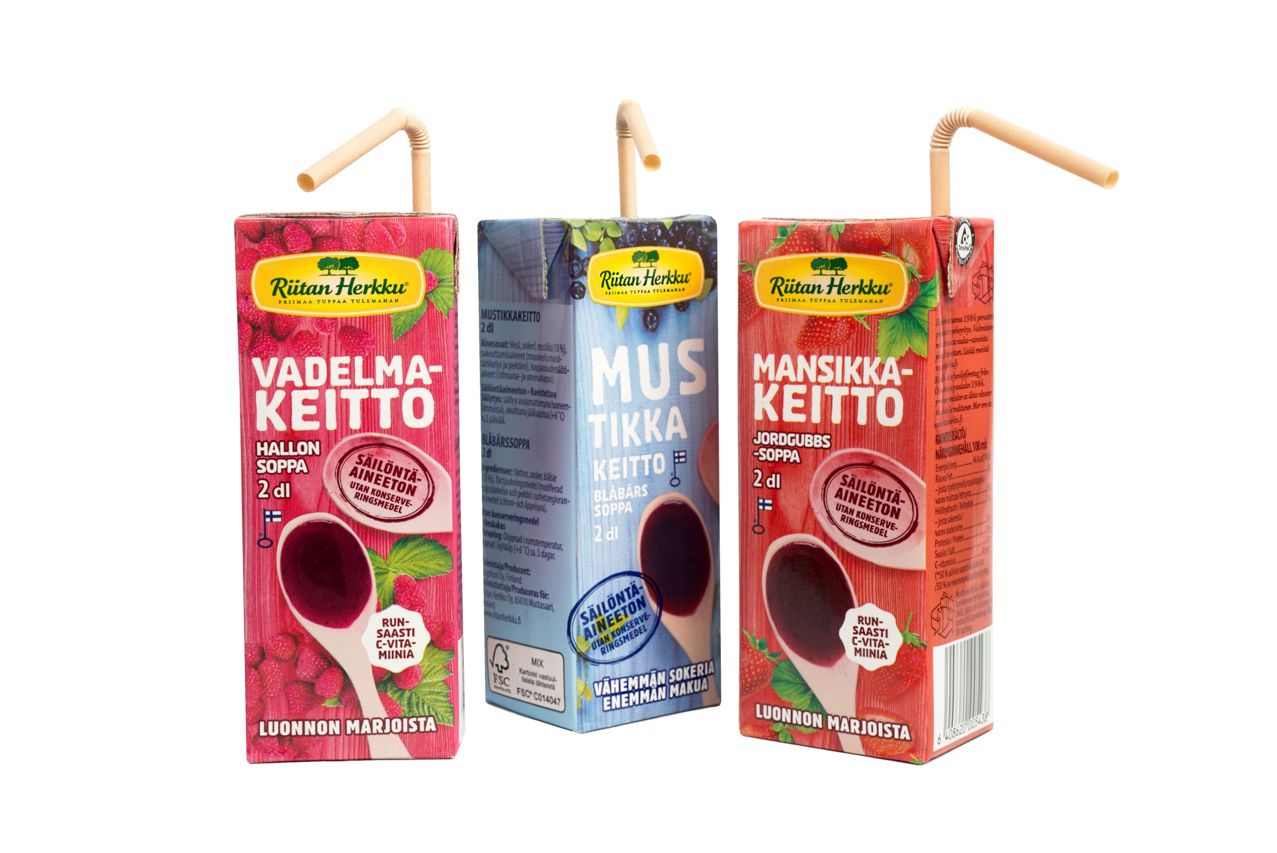 Drink packaging with U-shaped Sulapac straw